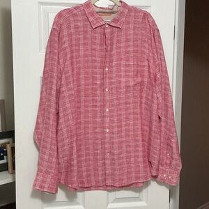 100% Linen Tommy Bahama Plaid long sleeve Casual Shirt - new without tag